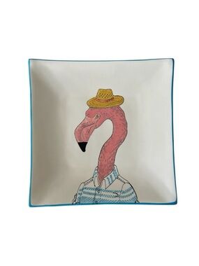 WEST ELM Collector's Editions Flamingo Salad Plate By RACHEL KOZLOWSKI 8 3/4"